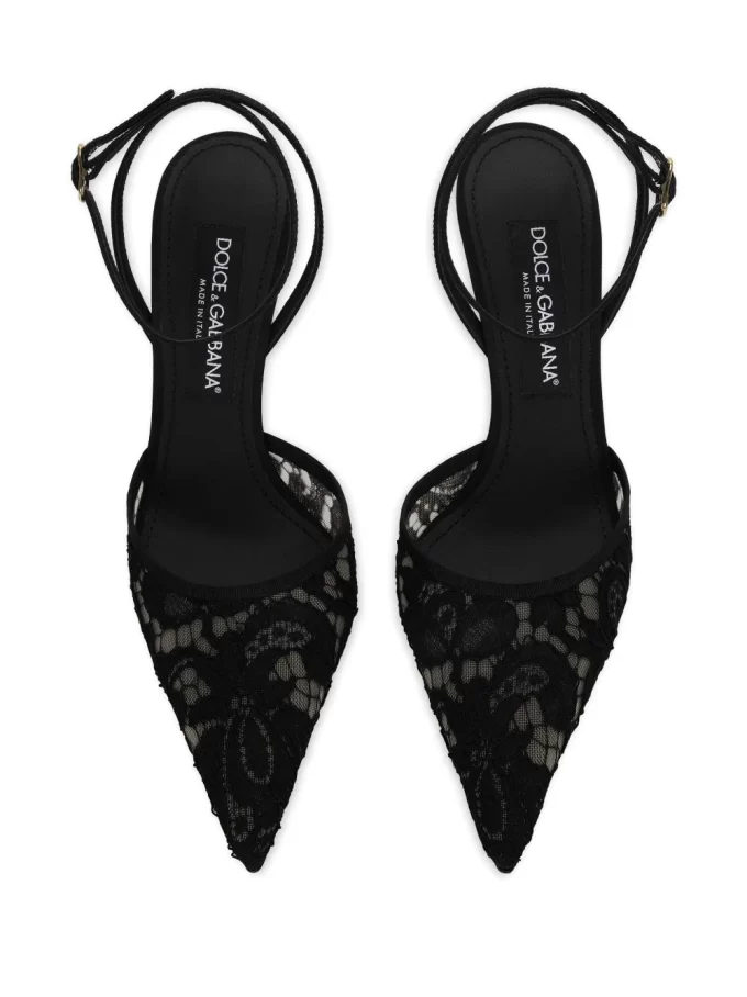 Dolce & Gabbana logo-lettering lace-detailing pumps - Image 3