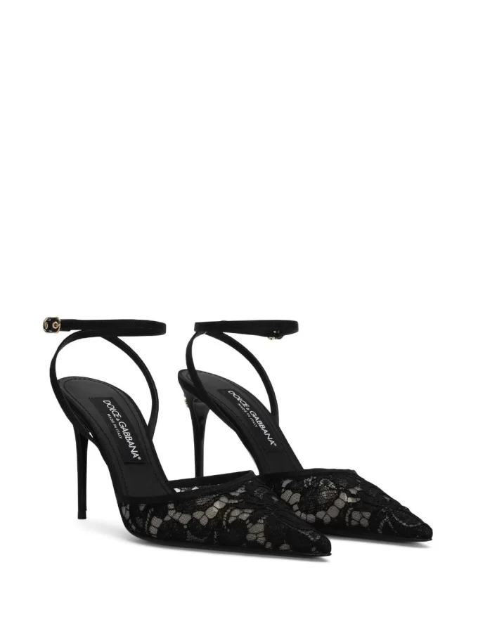 Dolce & Gabbana logo-lettering lace-detailing pumps - Image 4