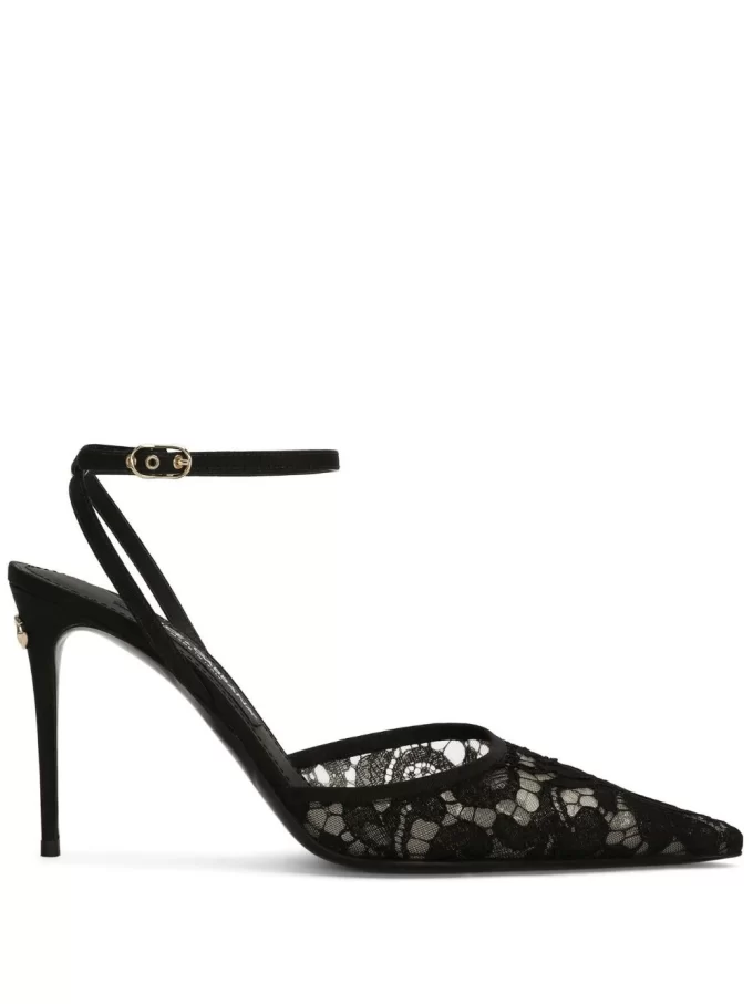 Dolce & Gabbana logo-lettering lace-detailing pumps