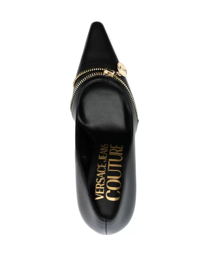 Versace Jeans Couture 95mm logo-plaque pointed-toe pumps - Image 3