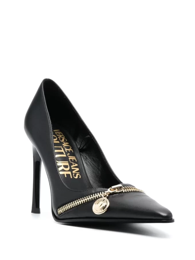 Versace Jeans Couture 95mm logo-plaque pointed-toe pumps - Image 2