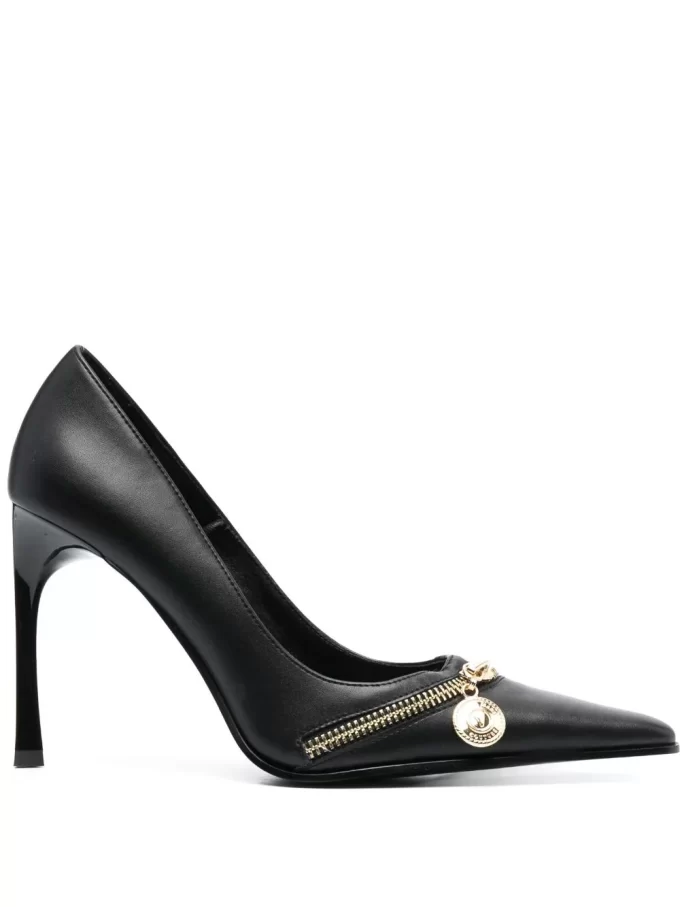 Versace Jeans Couture 95mm logo-plaque pointed-toe pumps