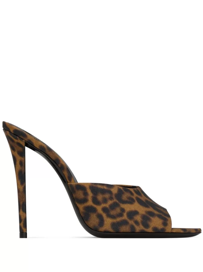 Saint Laurent Goldie 110mm leopard-print mules