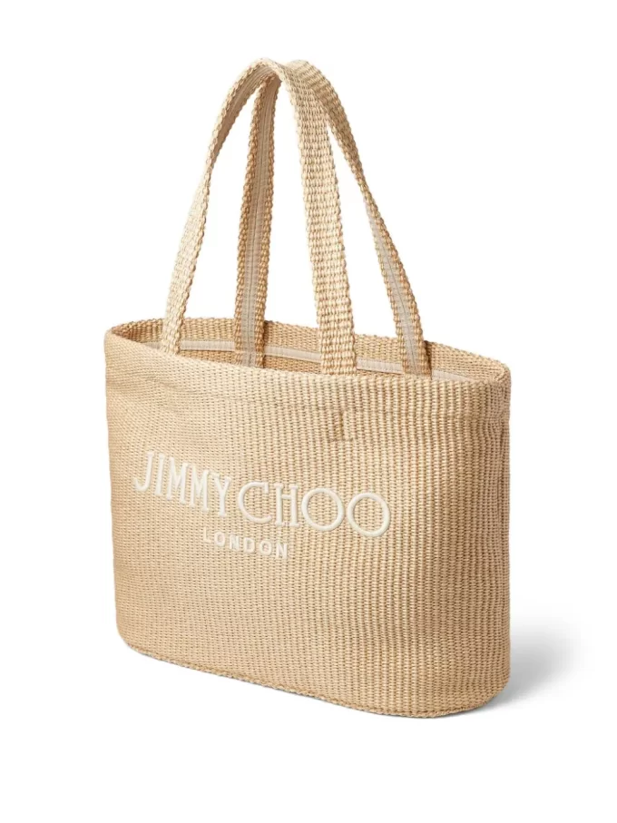 Jimmy Choo logo-embroidered raffia beach bag - Image 3