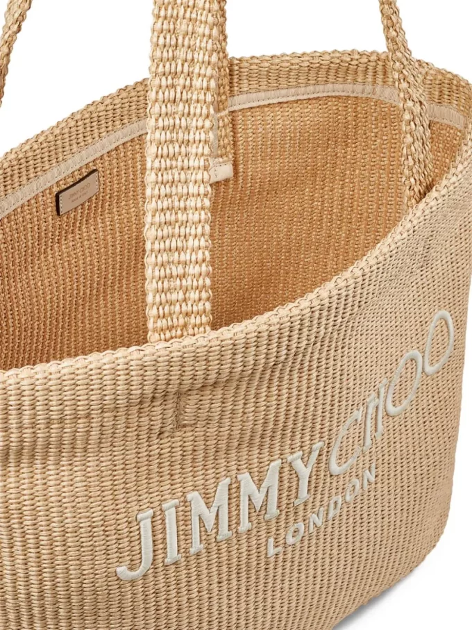 Jimmy Choo logo-embroidered raffia beach bag - Image 4