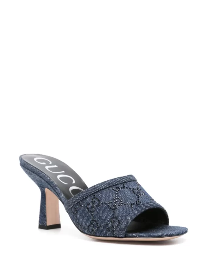 Gucci 80mm GG-monogram denim mules - Image 2